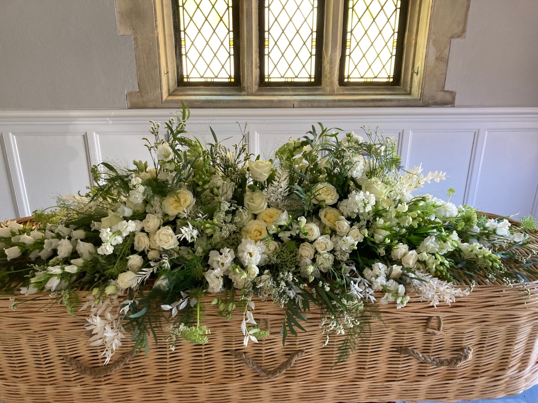 Classic Whites & Greens Casket Spray