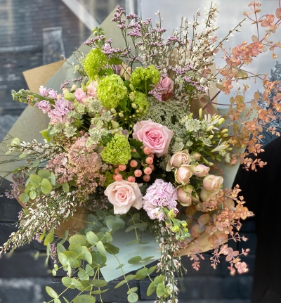 Pink and white bouquet for delivery by Grand Flowers in Eastbourne