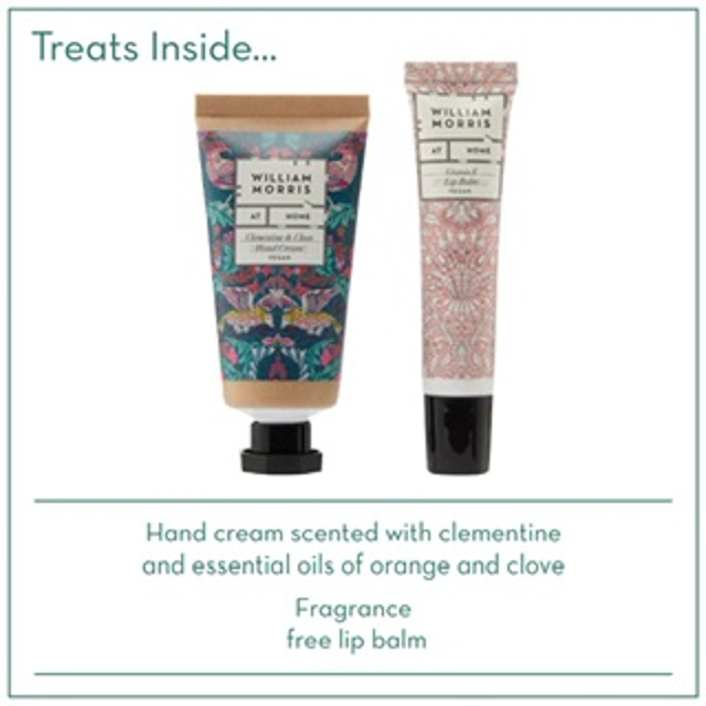 William Morris Fabric cracker with hand cream and Lip balm