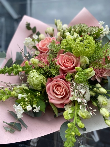 Pink and white bouquet for delivery by Grand Flowers in Eastbourne