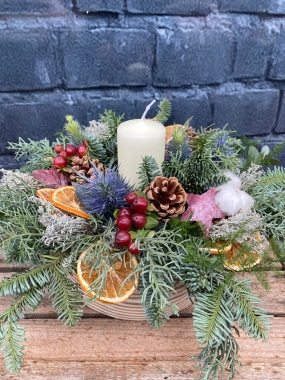 Christmas candle arrangement for delivery in Eastbourne