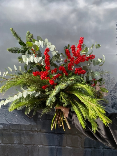 Red Ilex Berry Bouquet at Grand Flowers , Eastbourne