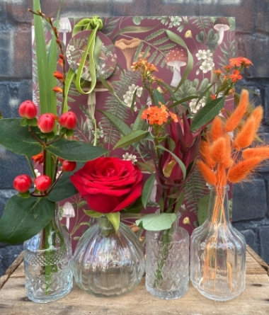 Autumn Delight Set of 4 Glass Bud Vases