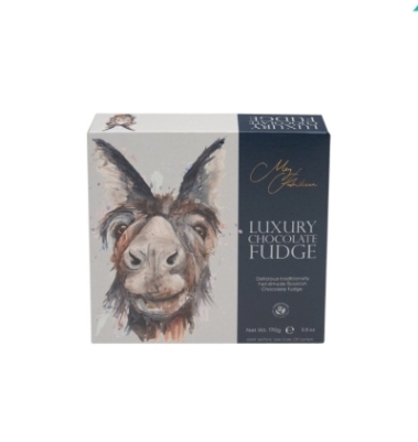 Meg Hawkins Donkey carton of chocolate fudge